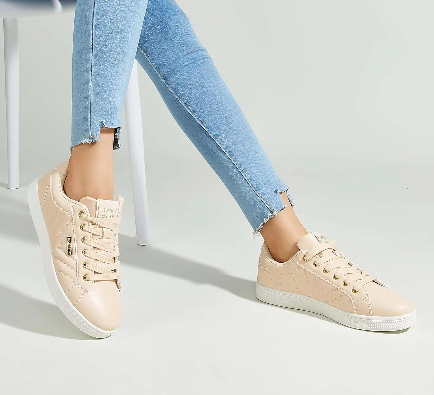 LUCKY STEP Glitter Sneakers Lace up | Fashion Sneakers | Sparkly Shoes for Women
