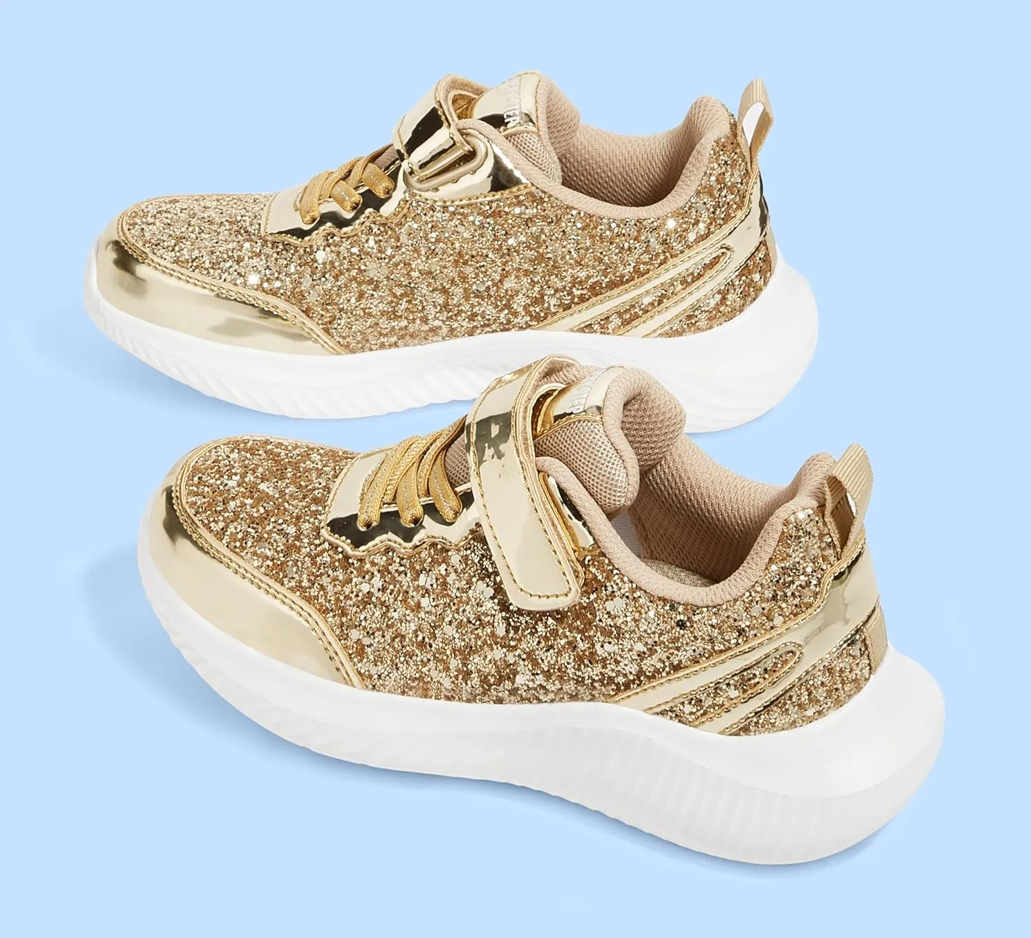 LUCKY STEP Kid's Glitter Fashion Sneakers Sparkly Princess Tennis Bling Shiny Sequins Athletic Walking School Shoes for Children/Boys/Girls