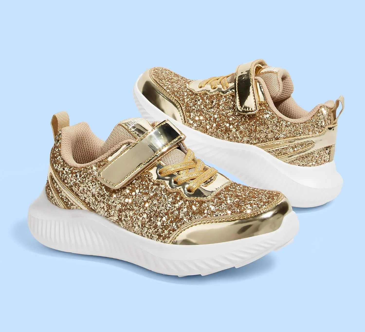 LUCKY STEP Kid's Glitter Fashion Sneakers Sparkly Princess Tennis Bling Shiny Sequins Athletic Walking School Shoes for Children/Boys/Girls