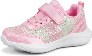 LUCKY STEP Kid's Glitter Fashion Sneakers Sparkly Princess Tennis Bling Shiny Sequins Athletic Walking School Shoes for Children/Boys/Girls