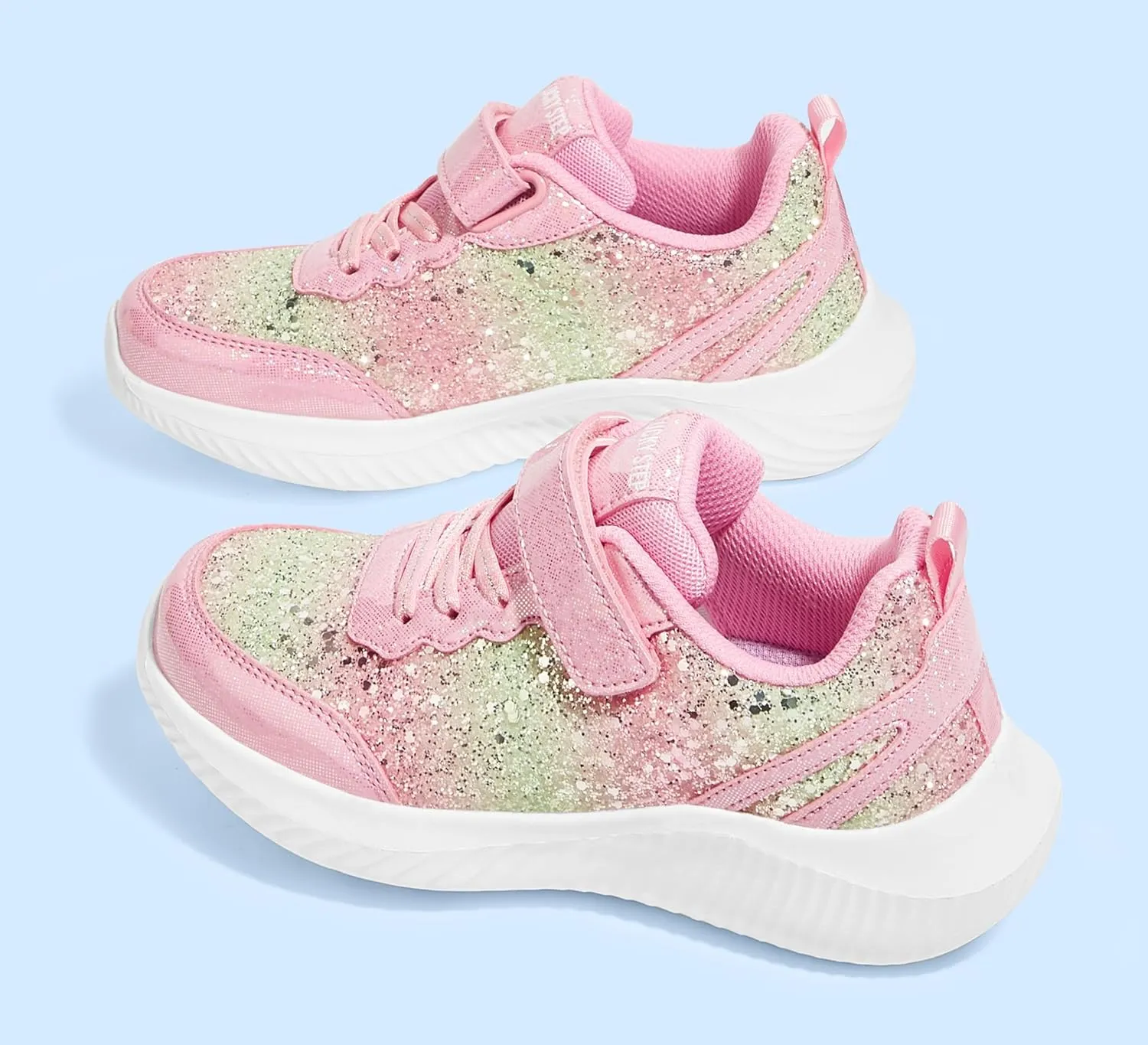 LUCKY STEP Kid's Glitter Fashion Sneakers Sparkly Princess Tennis Bling Shiny Sequins Athletic Walking School Shoes for Children/Boys/Girls