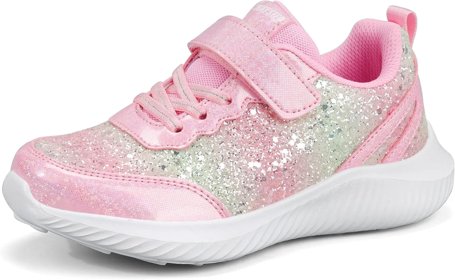LUCKY STEP Kid's Glitter Fashion Sneakers Sparkly Princess Tennis Bling Shiny Sequins Athletic Walking School Shoes for Children/Boys/Girls