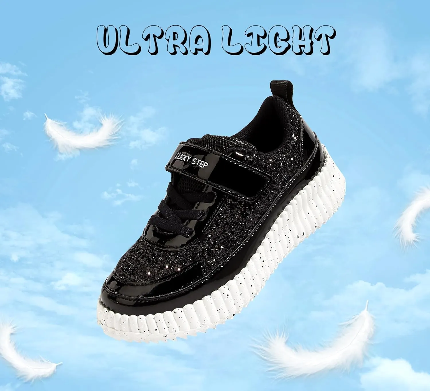 LUCKY STEP Kid's Glitter Running Sneaker Sparkly Braided Shiny Bling Princess Shoes School Athletic Walking Shoes for Children/Boys/Girls