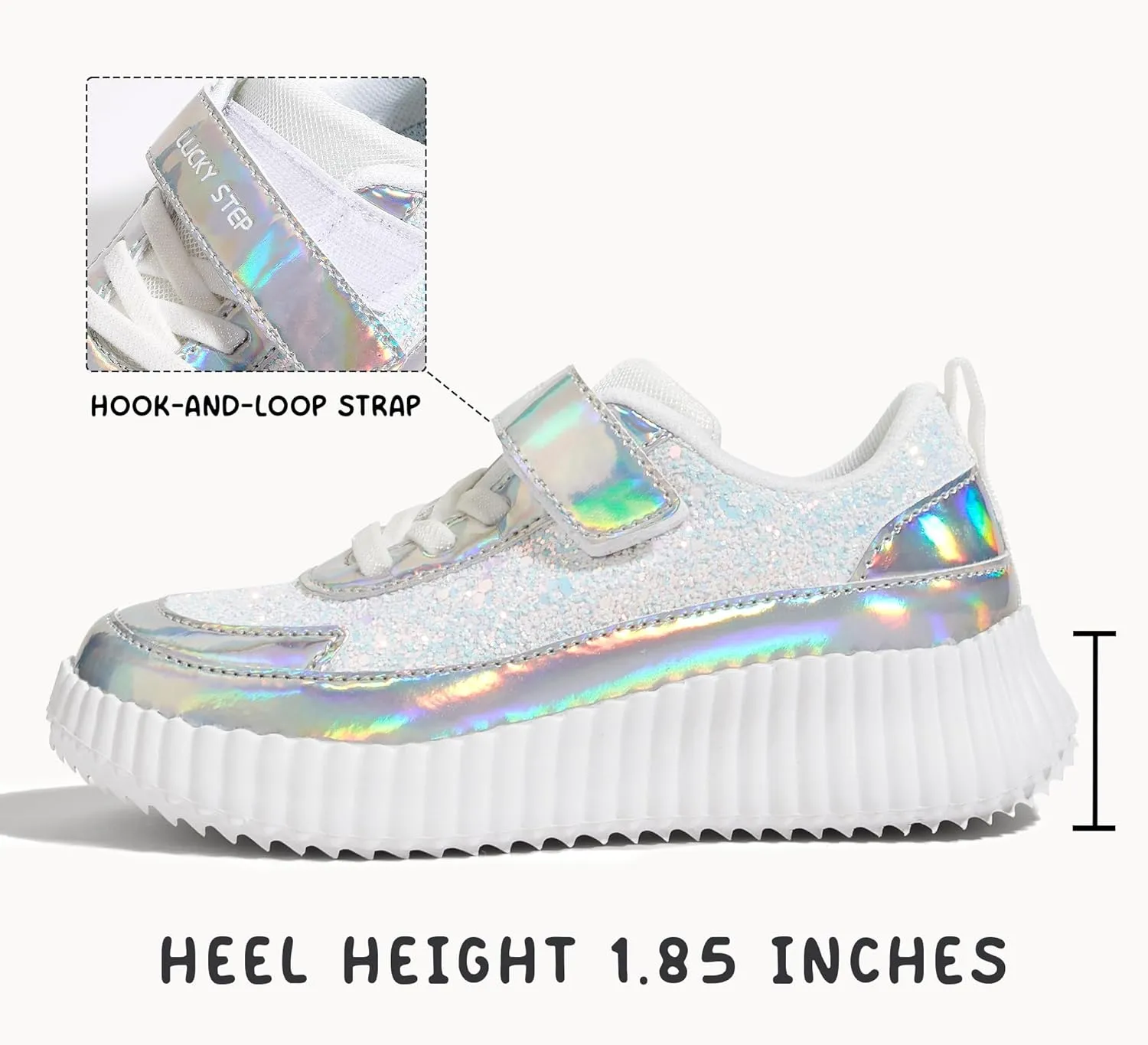 LUCKY STEP Kid's Glitter Running Sneaker Sparkly Braided Shiny Bling Princess Shoes School Athletic Walking Shoes for Children/Boys/Girls