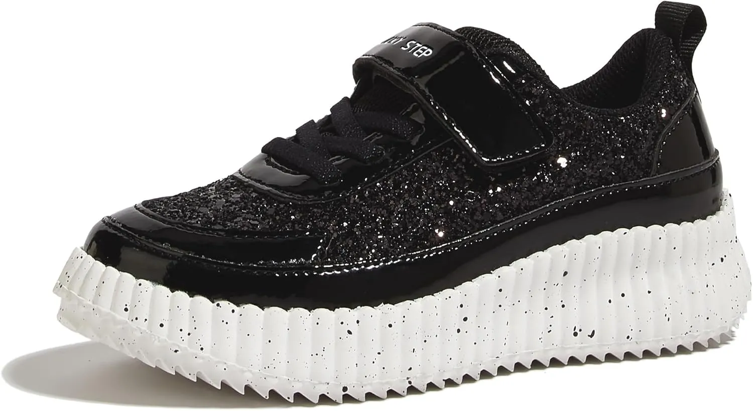 LUCKY STEP Kid's Glitter Running Sneaker Sparkly Braided Shiny Bling Princess Shoes School Athletic Walking Shoes for Children/Boys/Girls