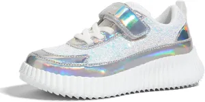 LUCKY STEP Kid's Glitter Running Sneaker Sparkly Braided Shiny Bling Princess Shoes School Athletic Walking Shoes for Children/Boys/Girls