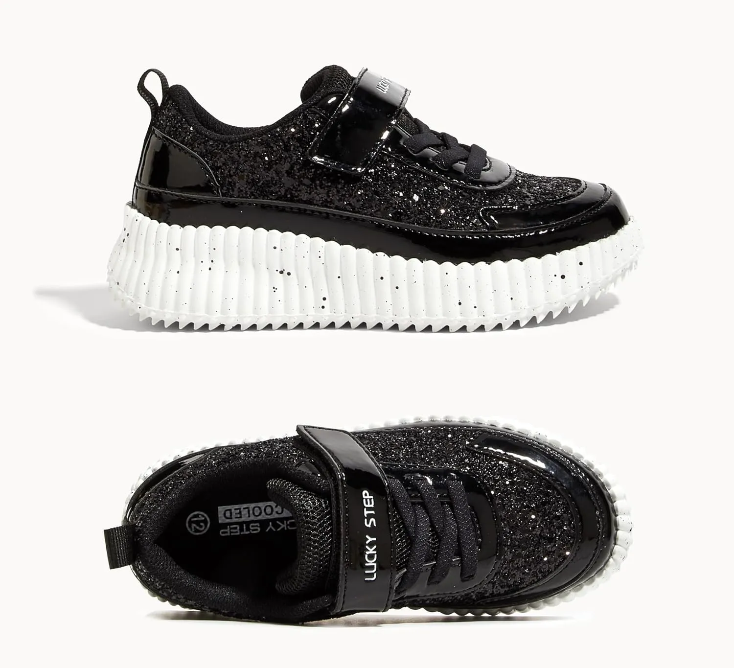 LUCKY STEP Kid's Glitter Running Sneaker Sparkly Braided Shiny Bling Princess Shoes School Athletic Walking Shoes for Children/Boys/Girls