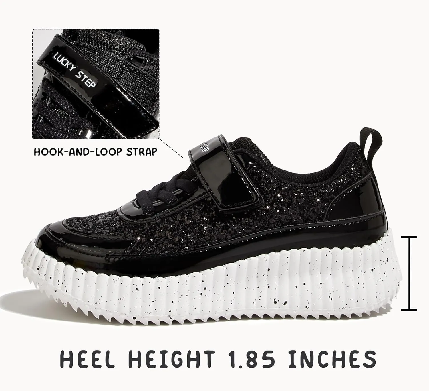 LUCKY STEP Kid's Glitter Running Sneaker Sparkly Braided Shiny Bling Princess Shoes School Athletic Walking Shoes for Children/Boys/Girls