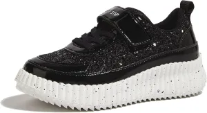 LUCKY STEP Kid's Glitter Running Sneaker Sparkly Braided Shiny Bling Princess Shoes School Athletic Walking Shoes for Children/Boys/Girls