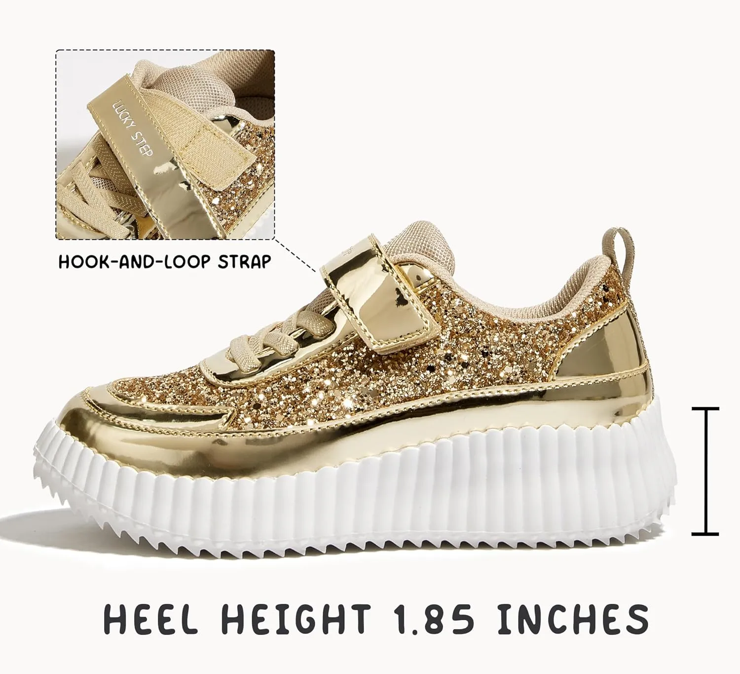LUCKY STEP Kid's Glitter Running Sneaker Sparkly Braided Shiny Bling Princess Shoes School Athletic Walking Shoes for Children/Boys/Girls