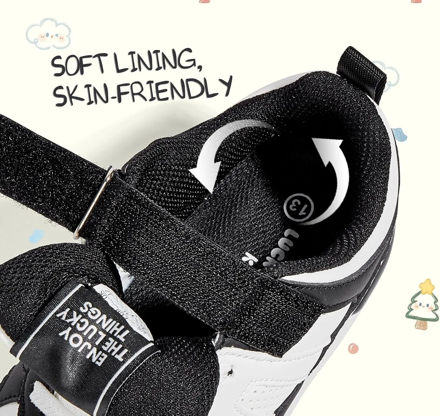 LUCKY STEP Kid's Sneakers School Running Loafers Low Top Walking Tennis Casual Shoes Strap Athletic Fashion Sneakers for Children/Boys/Girls