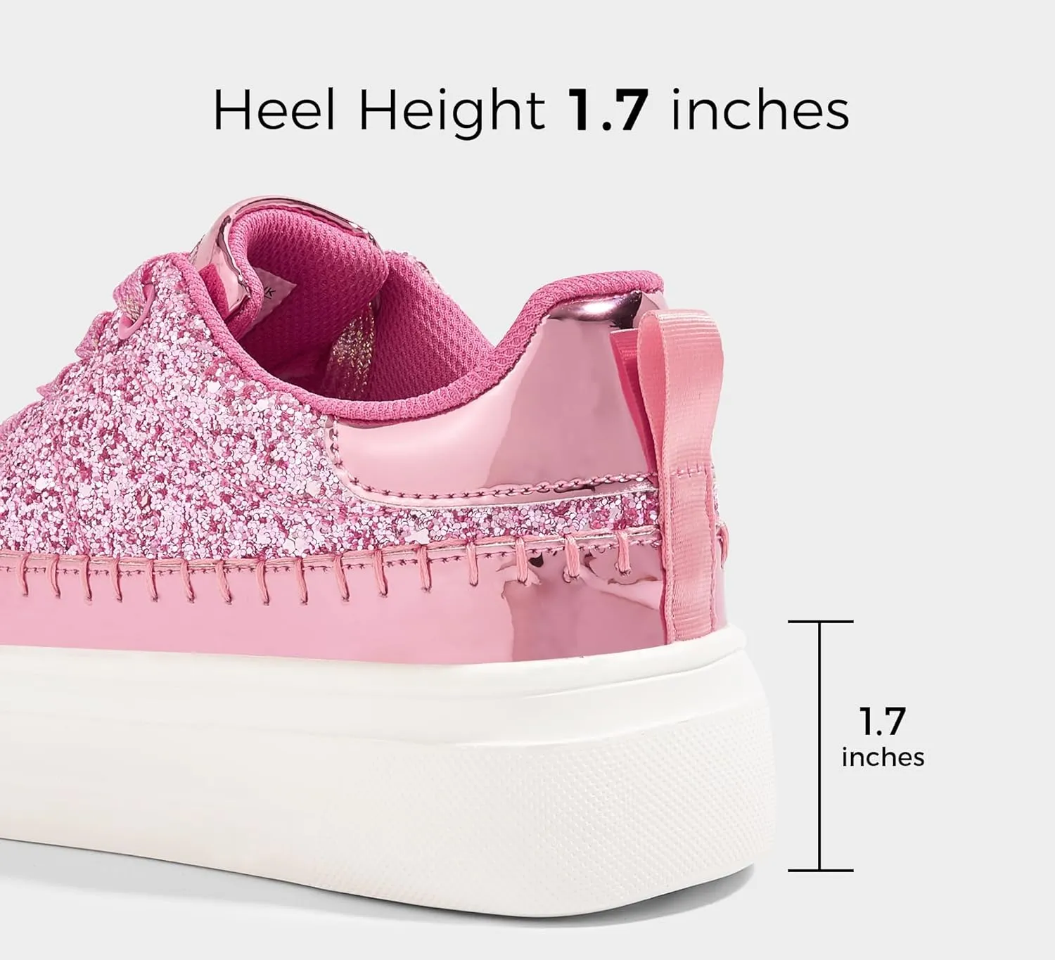LUCKY STEP Platform Glitter Sneakers for Women Fashion Sparkly Bling Shiny Low Top Tennis Sneakers Faux Leather Casual Walking Shoes