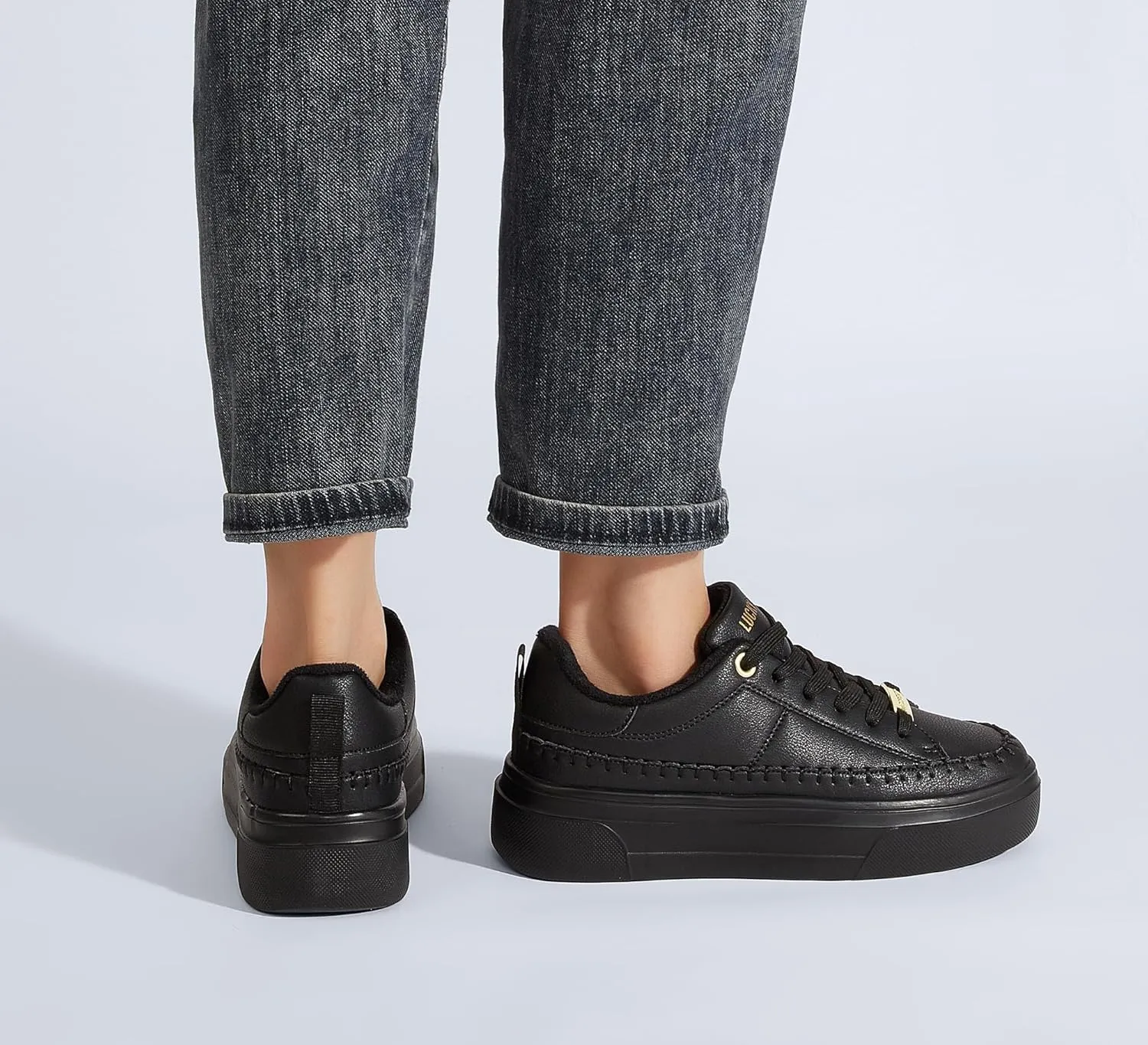 LUCKY STEP Platform Glitter Sneakers for Women Fashion Sparkly Bling Shiny Low Top Tennis Sneakers Faux Leather Casual Walking Shoes