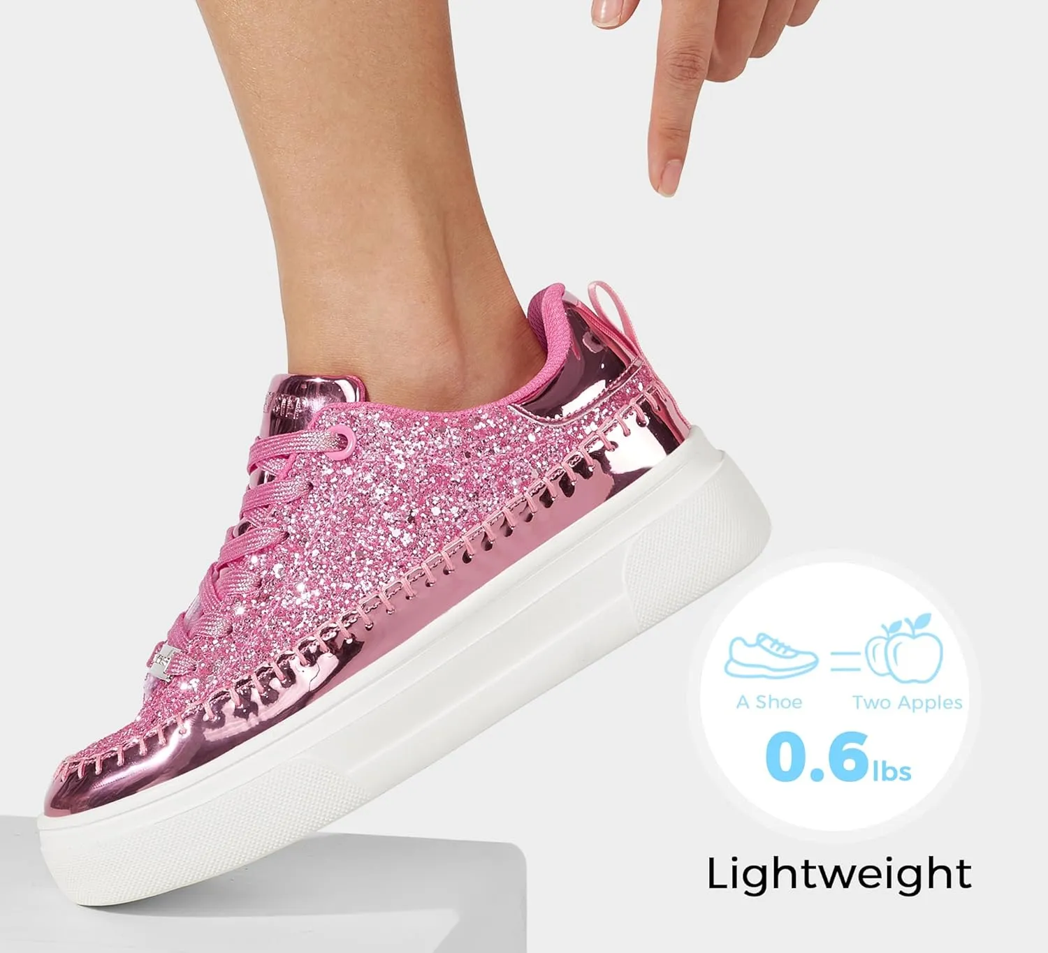 LUCKY STEP Platform Glitter Sneakers for Women Fashion Sparkly Bling Shiny Low Top Tennis Sneakers Faux Leather Casual Walking Shoes