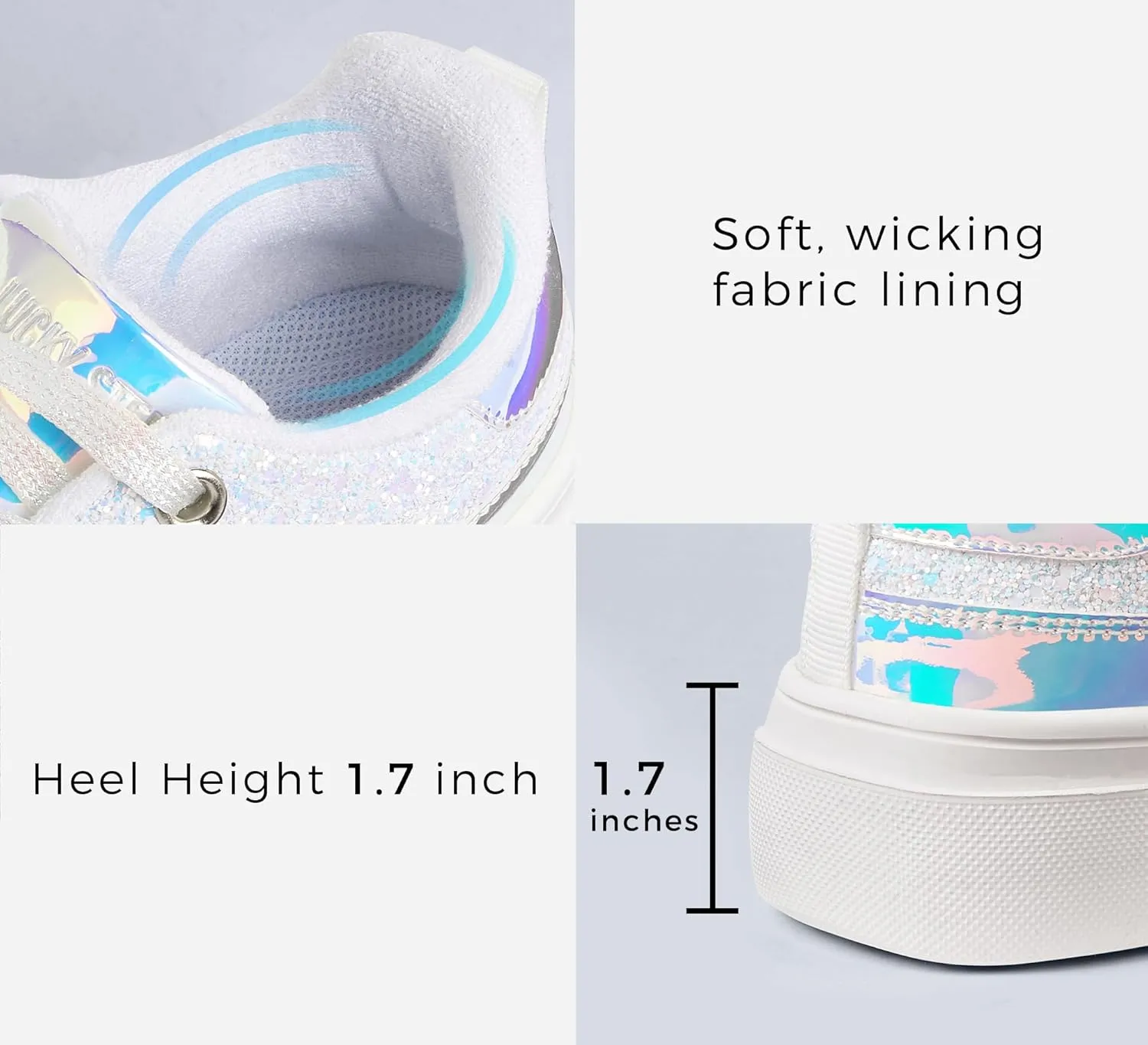 LUCKY STEP Platform Glitter Sneakers for Women Fashion Sparkly Bling Shiny Low Top Tennis Sneakers Faux Leather Casual Walking Shoes