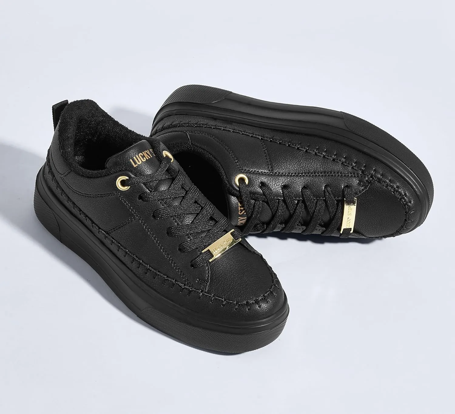 LUCKY STEP Platform Glitter Sneakers for Women Fashion Sparkly Bling Shiny Low Top Tennis Sneakers Faux Leather Casual Walking Shoes