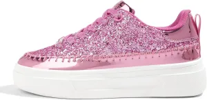 LUCKY STEP Platform Glitter Sneakers for Women Fashion Sparkly Bling Shiny Low Top Tennis Sneakers Faux Leather Casual Walking Shoes
