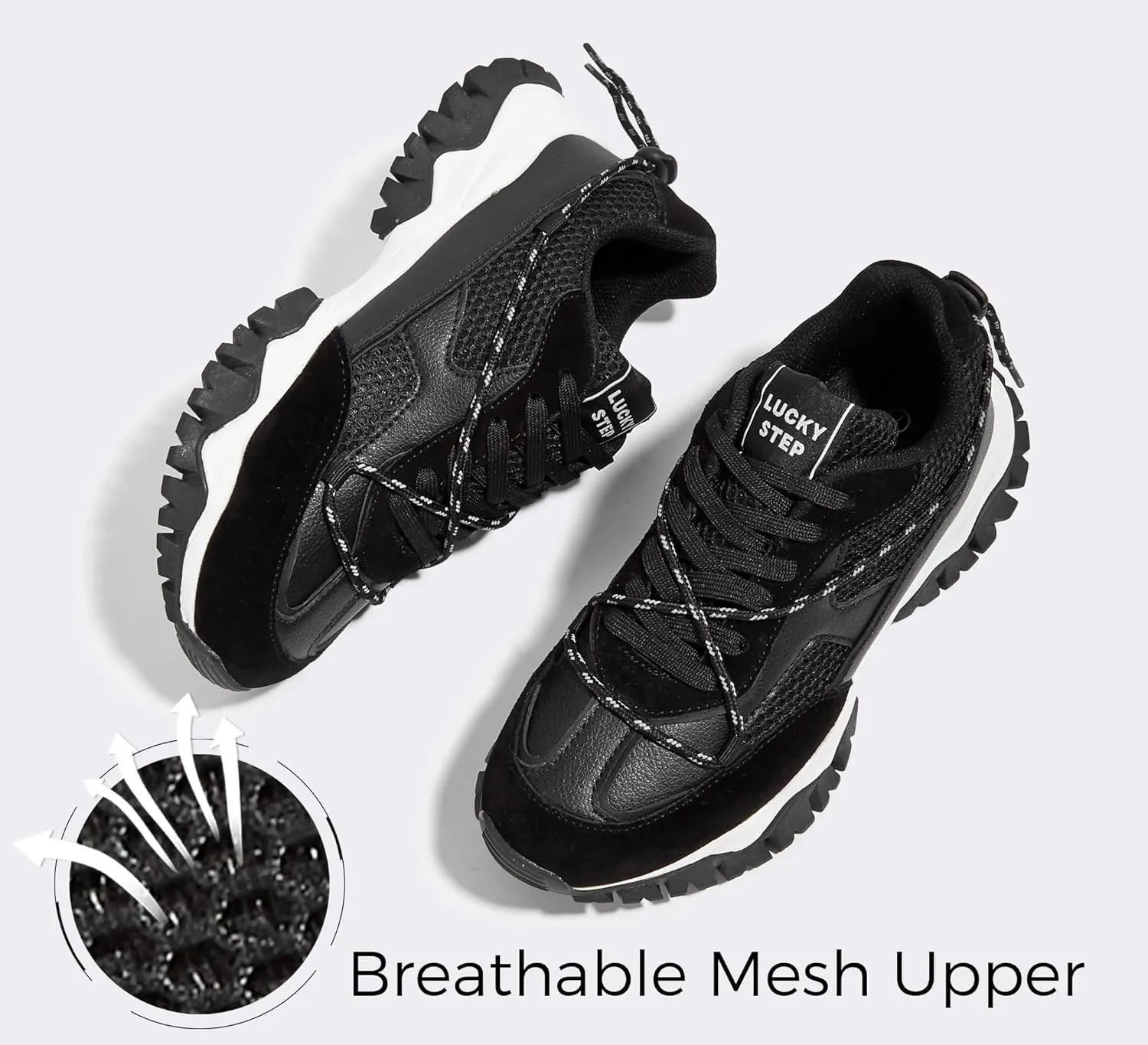 LUCKY STEP Women's Platform Colorful Fashion Sneakers Tennis Retro Colorblock Adjustable Lace Lifestyle Stylish Cute Chunky Dad Casual Walking Shoes