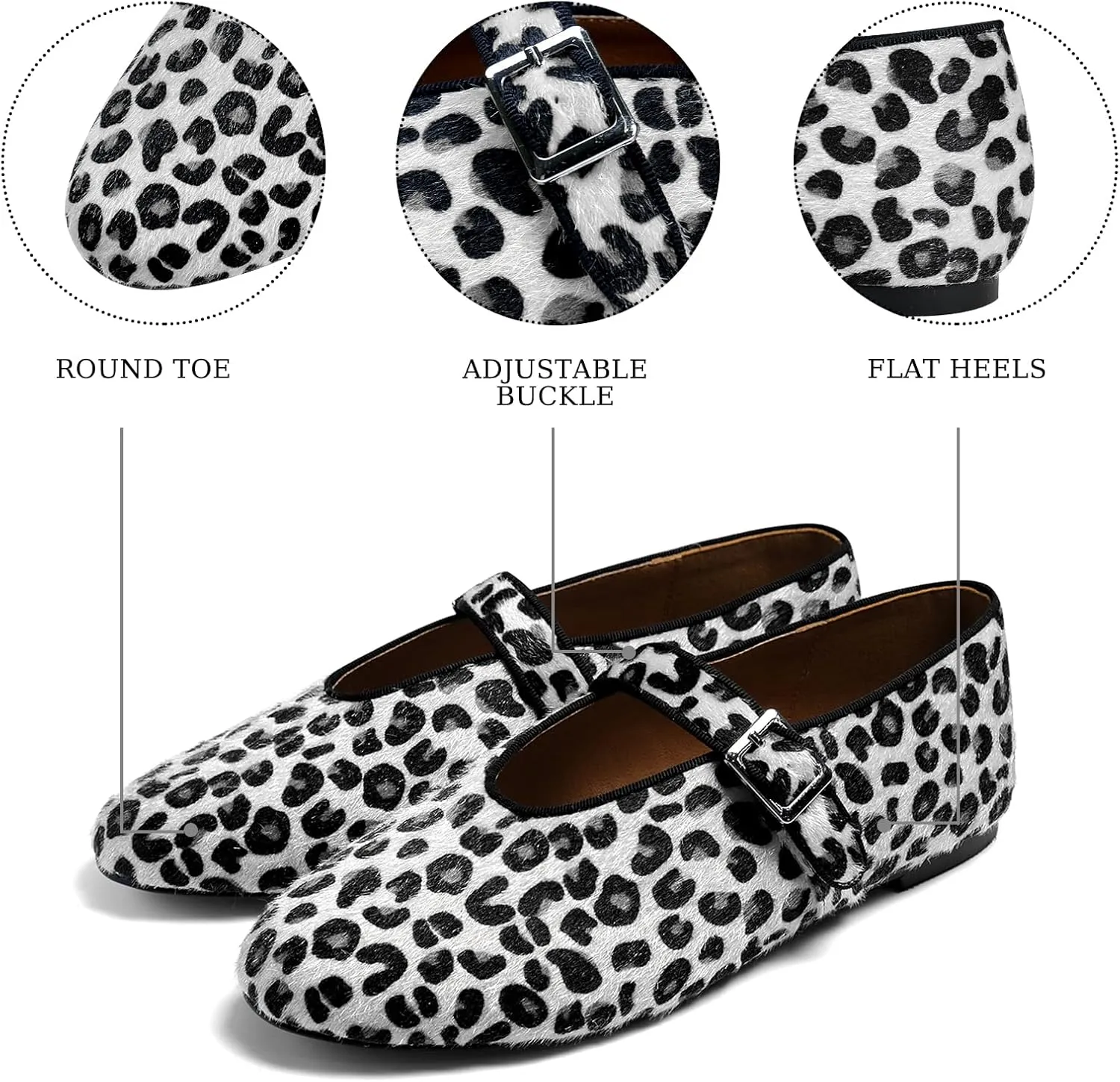Mary Jane Shoes Women Ballet Flats with Buckle Strap Round Toe Wide Width Closed Toe Flats for Women Dressy