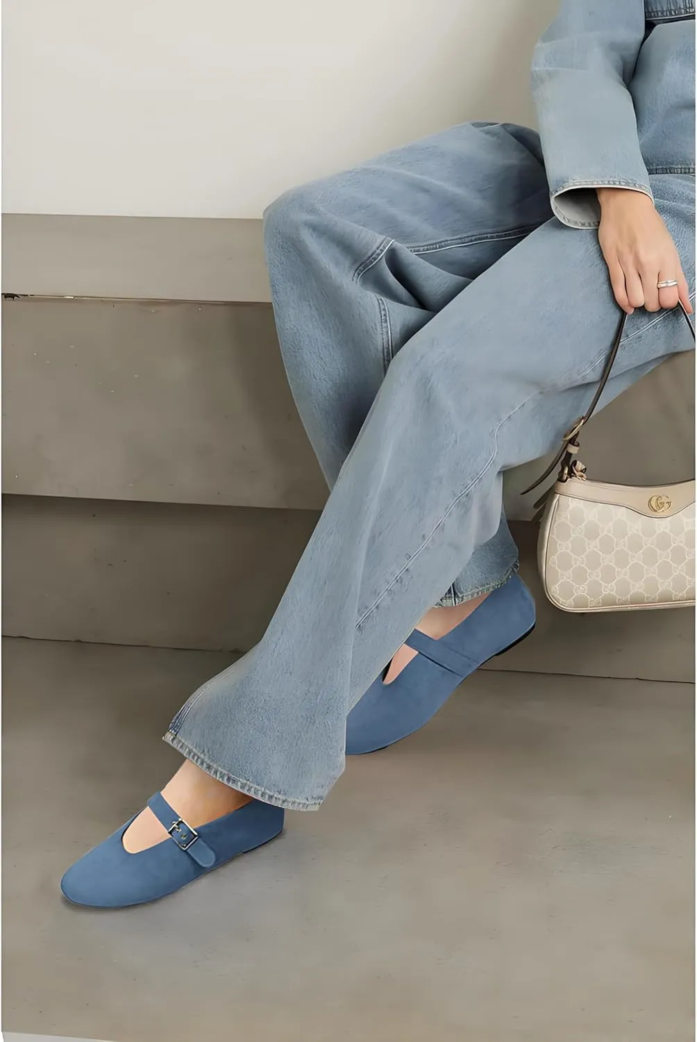 Mary Jane Shoes Women Ballet Flats with Buckle Strap Round Toe Wide Width Closed Toe Flats for Women Dressy