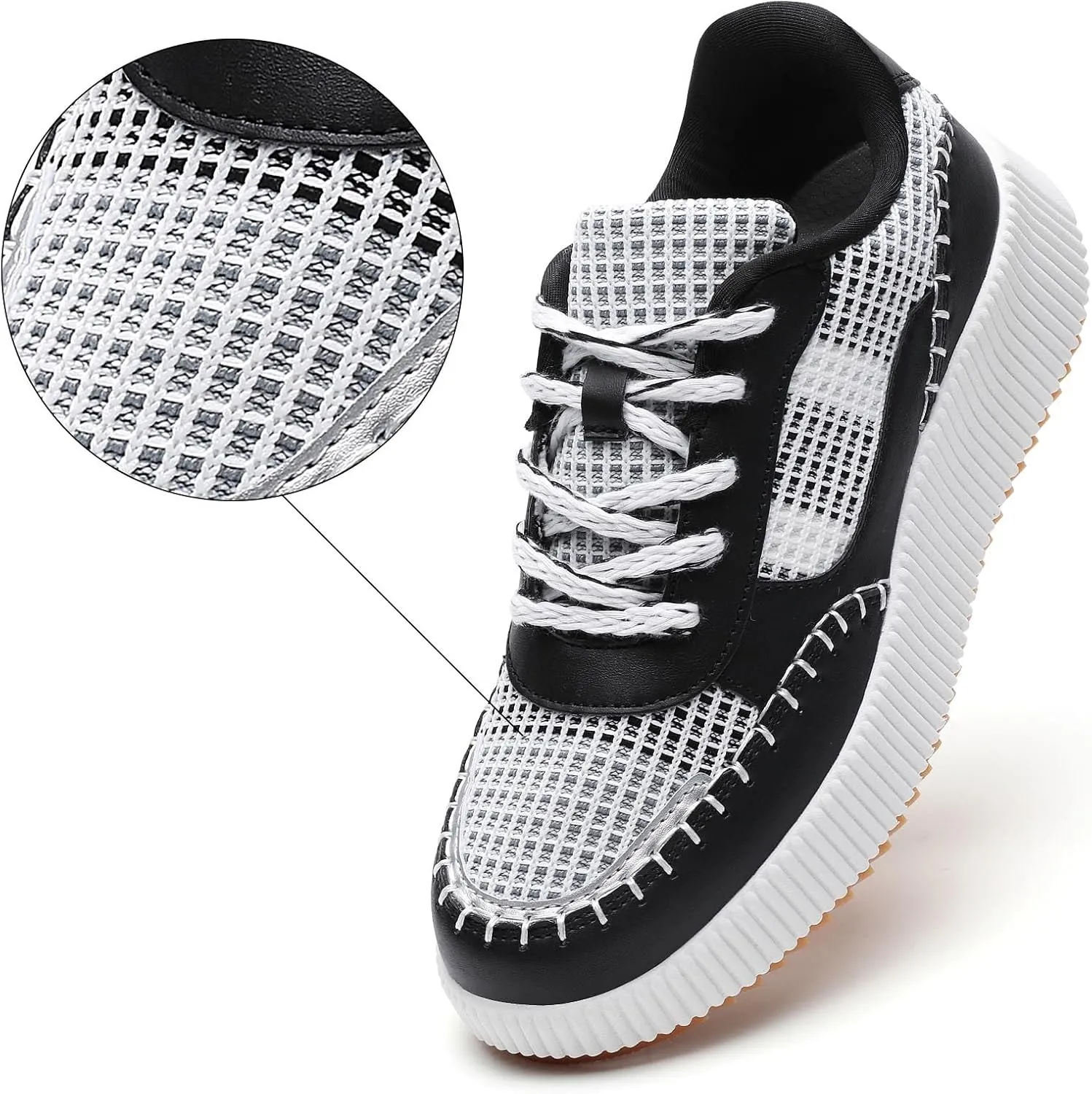 Meidiastra Women's Platform Fashion Sneakers Casual Chunky Low Top City Walking Shoes Lace UP Dolen Sneaker 2024 Orthopedic Walking Shoes with Plantar Fasciitis