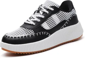 Meidiastra Women's Platform Fashion Sneakers Casual Chunky Low Top City Walking Shoes Lace UP Dolen Sneaker 2024 Orthopedic Walking Shoes with Plantar Fasciitis