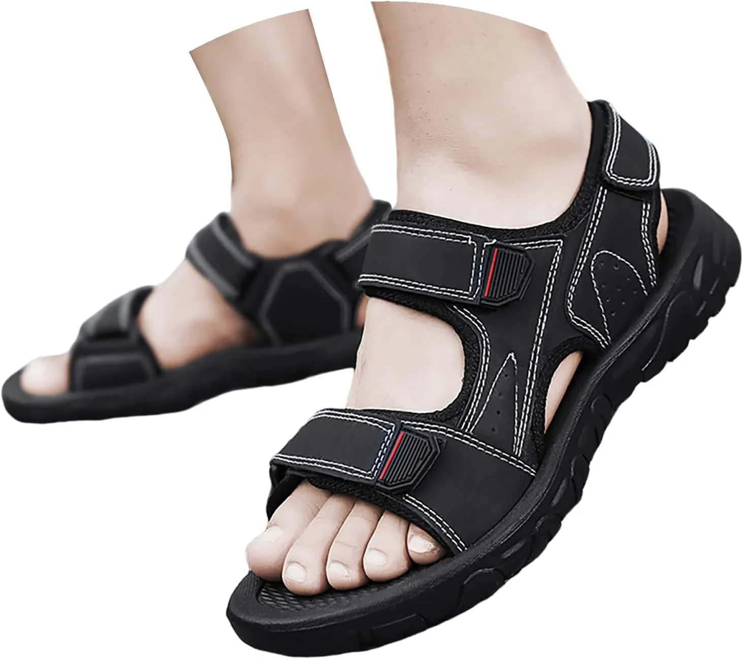 Men's Arch Support Hiking Sandals Outdoor Athletic Comfortable Beach Water Sandals with Adjustable Hook And Loop Straps