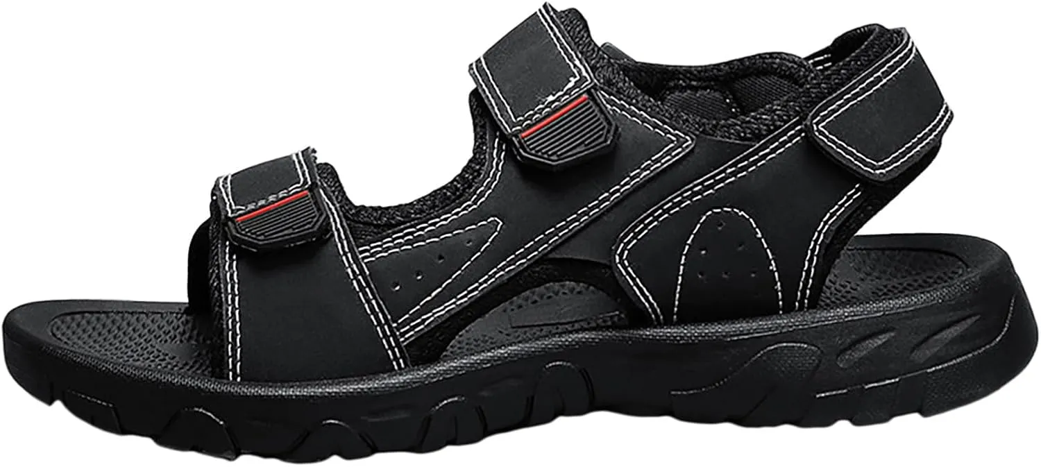 Men's Arch Support Hiking Sandals Outdoor Athletic Comfortable Beach Water Sandals with Adjustable Hook And Loop Straps