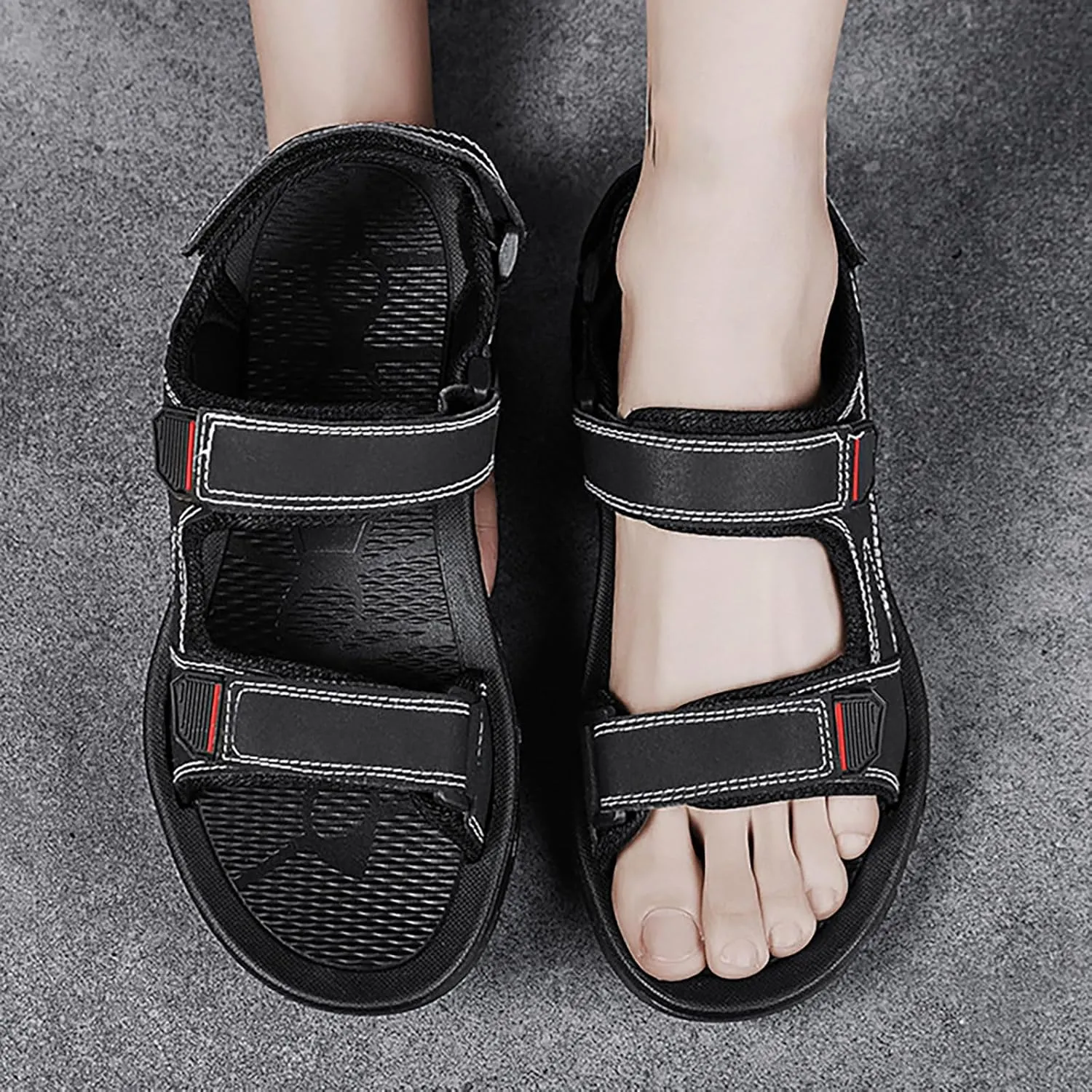 Men's Arch Support Hiking Sandals Outdoor Athletic Comfortable Beach Water Sandals with Adjustable Hook And Loop Straps
