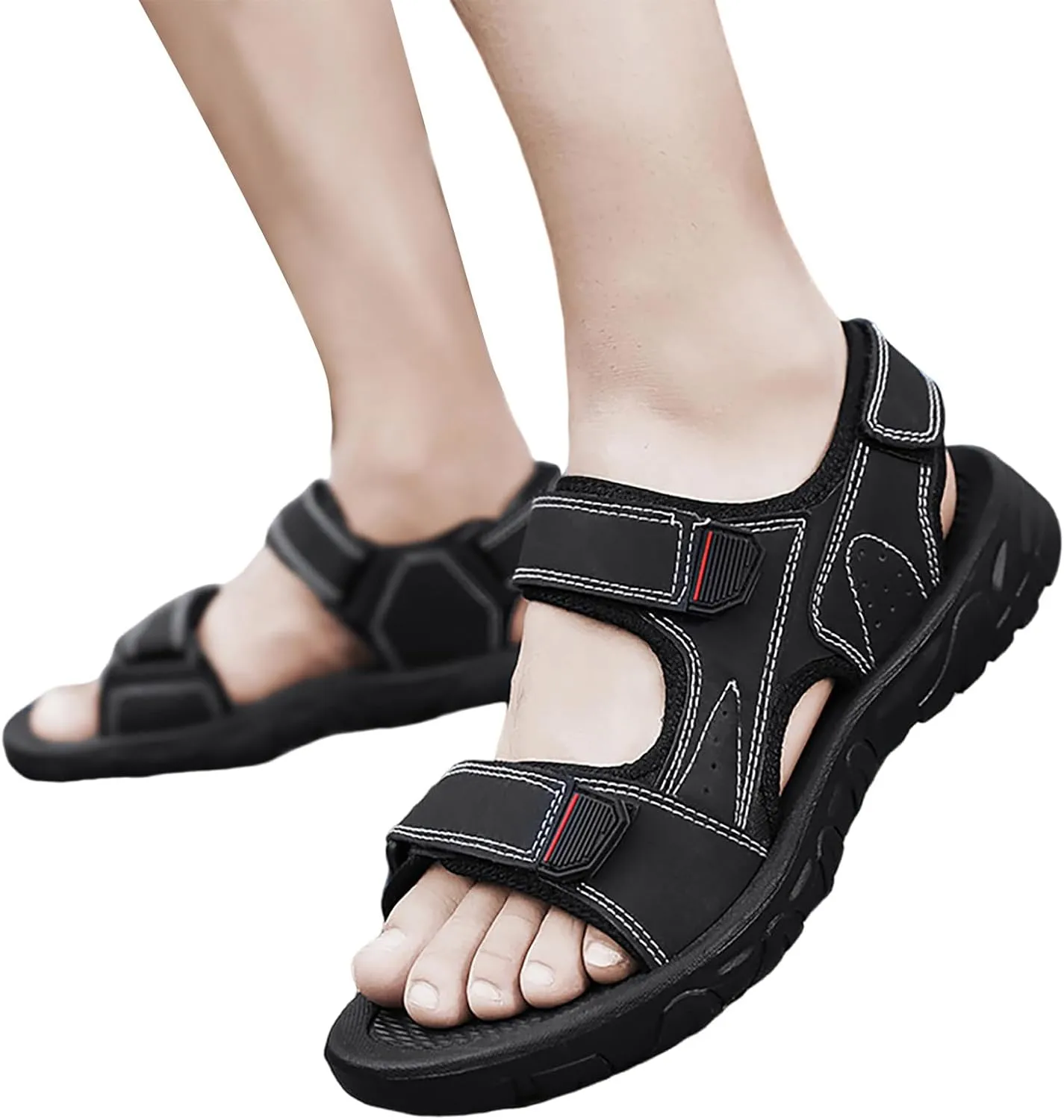 Men's Arch Support Hiking Sandals Outdoor Athletic Comfortable Beach Water Sandals with Adjustable Hook And Loop Straps
