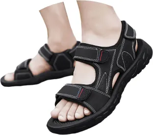 Men's Arch Support Hiking Sandals Outdoor Athletic Comfortable Beach Water Sandals with Adjustable Hook And Loop Straps