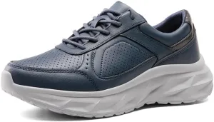 Men's Comfortable Leather Walking Shoes Running Tennis Athletic Gym Workout Cross Training Sneakers