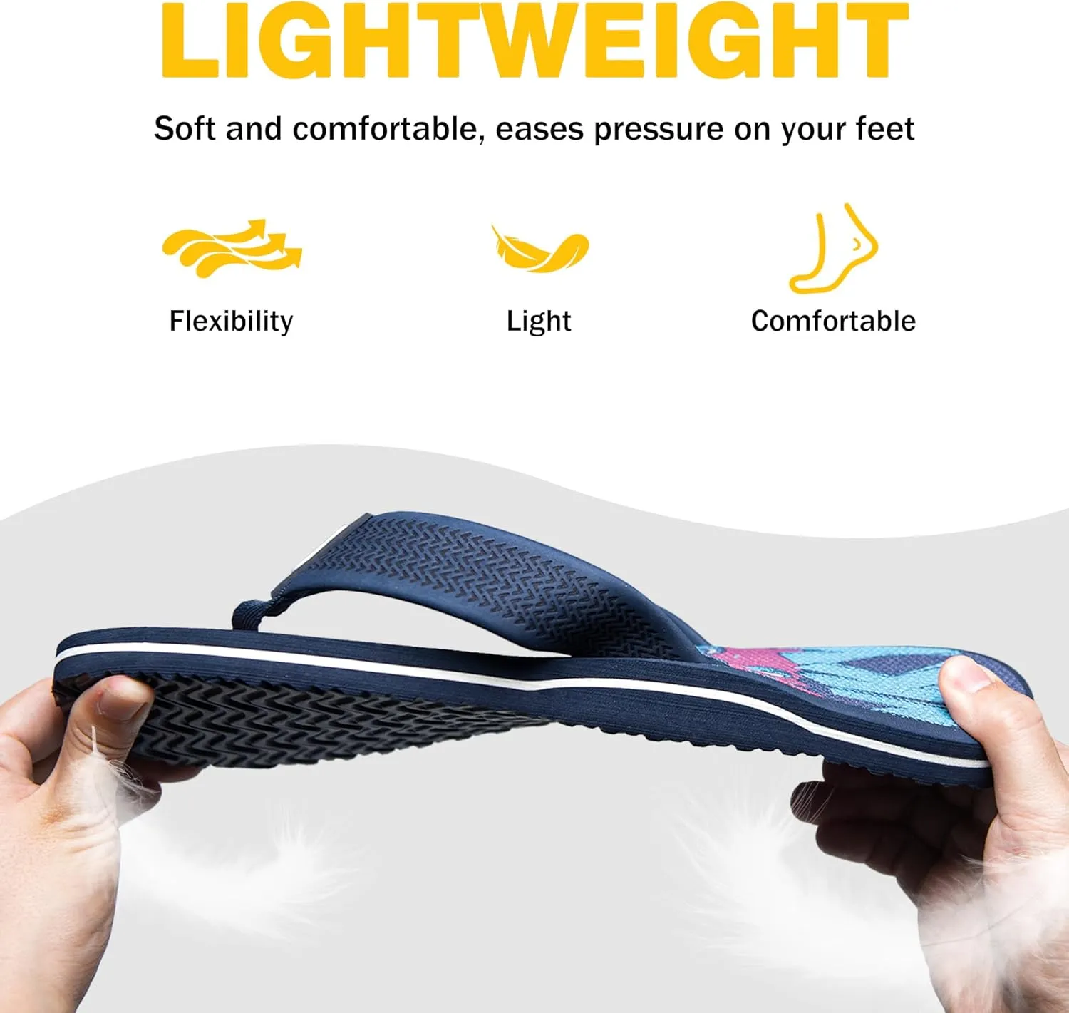 Men's Flip Flops & Sandals with Arch Support - Non-Slip Textured Sole,Waterproof for Beach