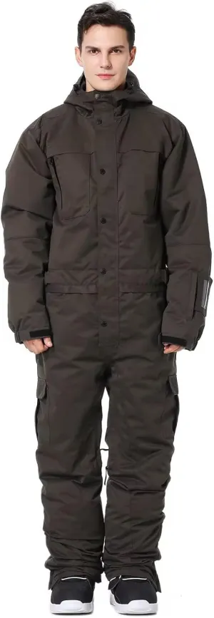 Mens One Piece Ski Suit Colorful Jumpsuits Snowboard Snowsuits Winter Outdoor Waterproof for Snow Sports