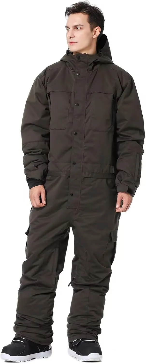 Mens One Piece Ski Suit Colorful Jumpsuits Snowboard Snowsuits Winter Outdoor Waterproof for Snow Sports
