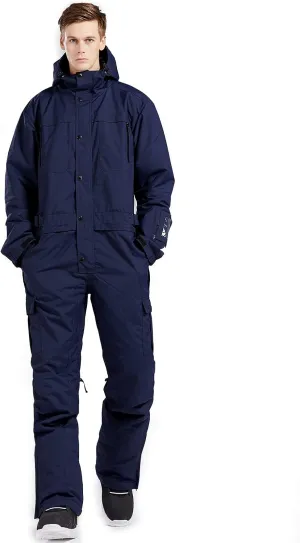 Mens One Piece Ski Suit Colorful Jumpsuits Snowboard Snowsuits Winter Outdoor Waterproof for Snow Sports