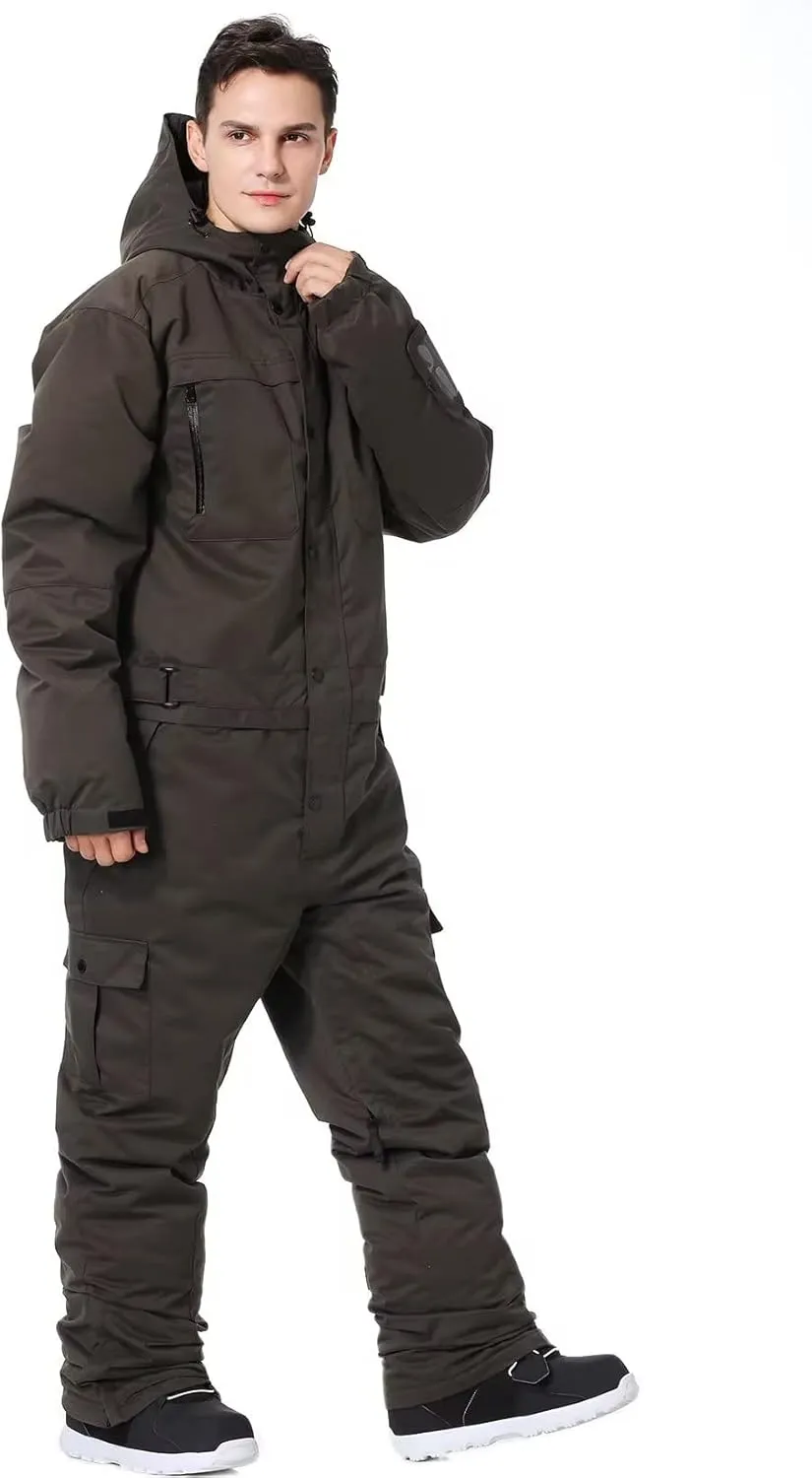Mens One Piece Ski Suit Colorful Jumpsuits Snowboard Snowsuits Winter Outdoor Waterproof for Snow Sports