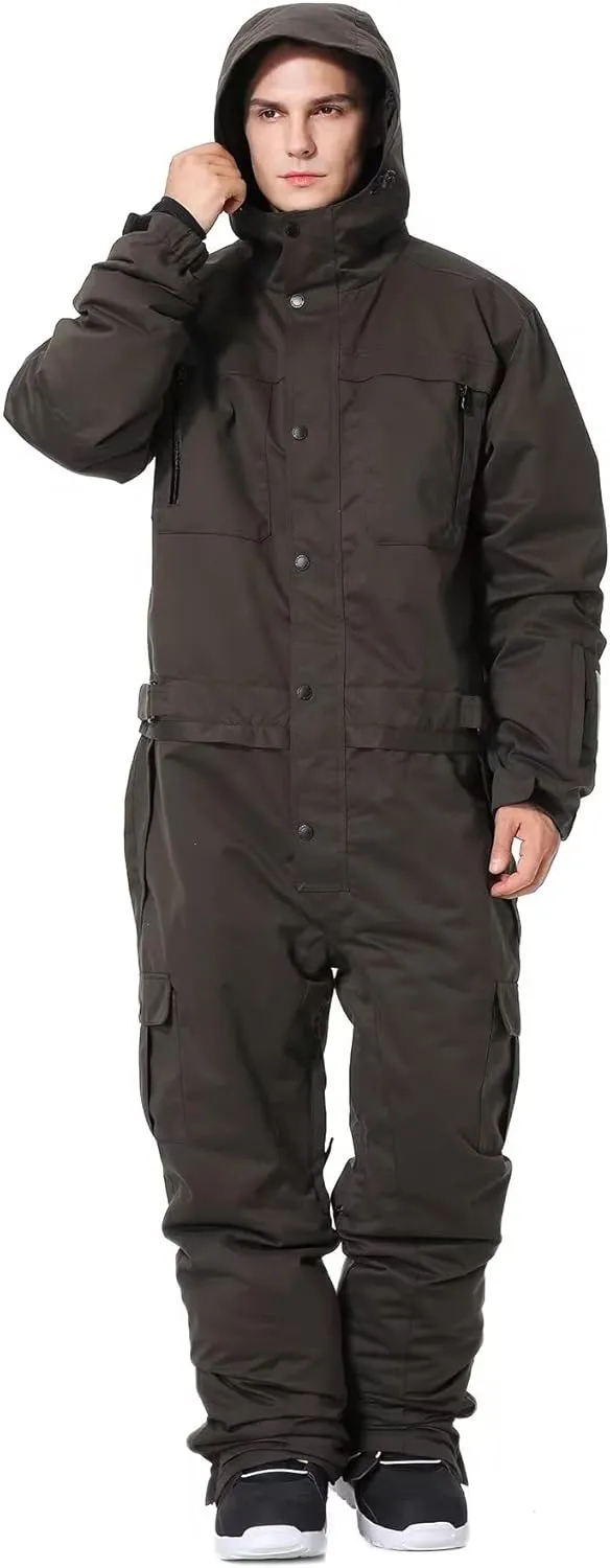 Mens One Piece Ski Suit Colorful Jumpsuits Snowboard Snowsuits Winter Outdoor Waterproof for Snow Sports
