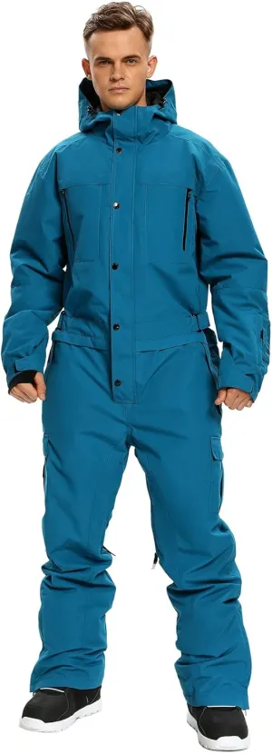 Mens One Piece Ski Suit Colorful Jumpsuits Snowboard Snowsuits Winter Outdoor Waterproof for Snow Sports