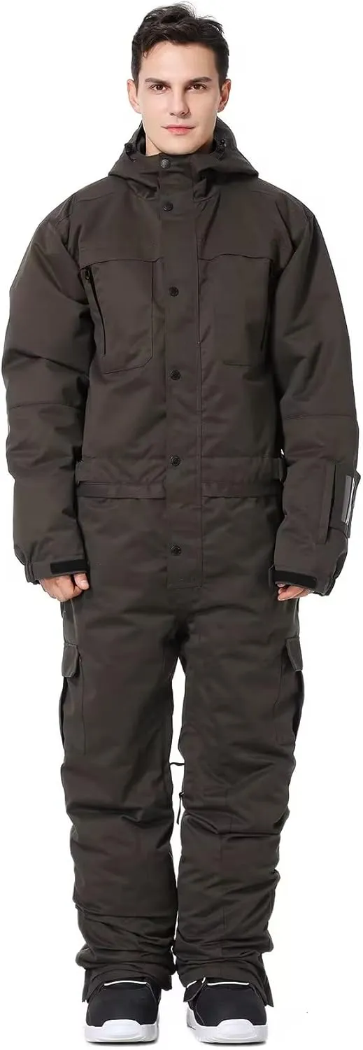 Mens One Piece Ski Suit Colorful Jumpsuits Snowboard Snowsuits Winter Outdoor Waterproof for Snow Sports
