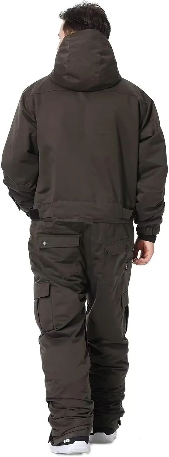 Mens One Piece Ski Suit Colorful Jumpsuits Snowboard Snowsuits Winter Outdoor Waterproof for Snow Sports