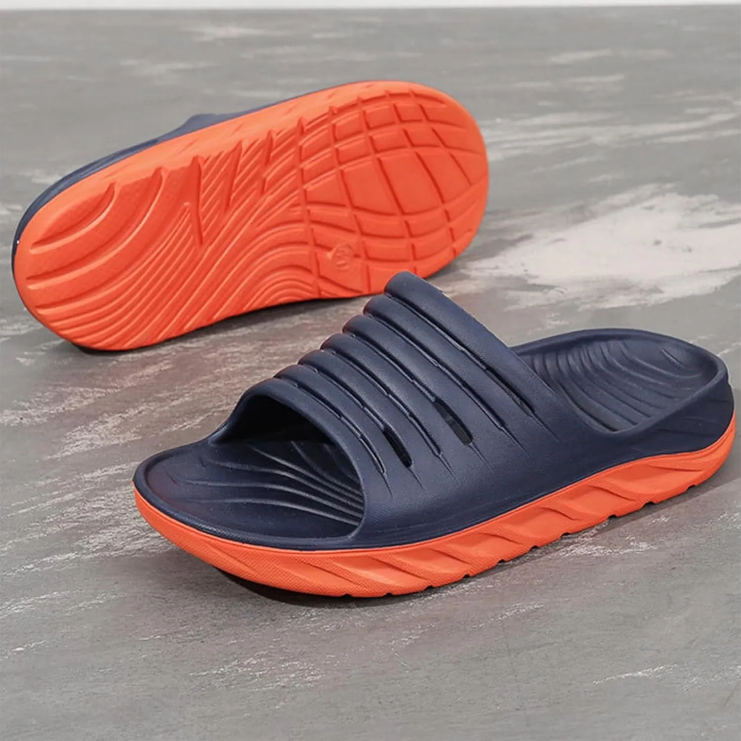 Mens Sport Recovery Sandals Plantar Fasciitis Thick Cushion Slides Sandals Lightweight Comfort Orthotic Slippers