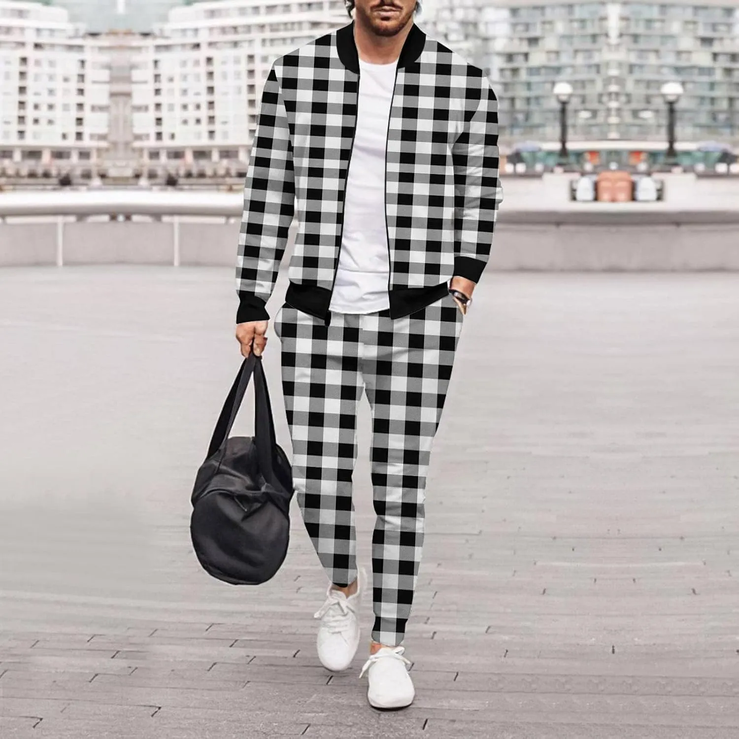 Men's Tracksuits Sets Sets Leisure Solid Color Sweater Pants Sports Suit Drawstring Zip Up Jackets Men Zip Up Hoodie