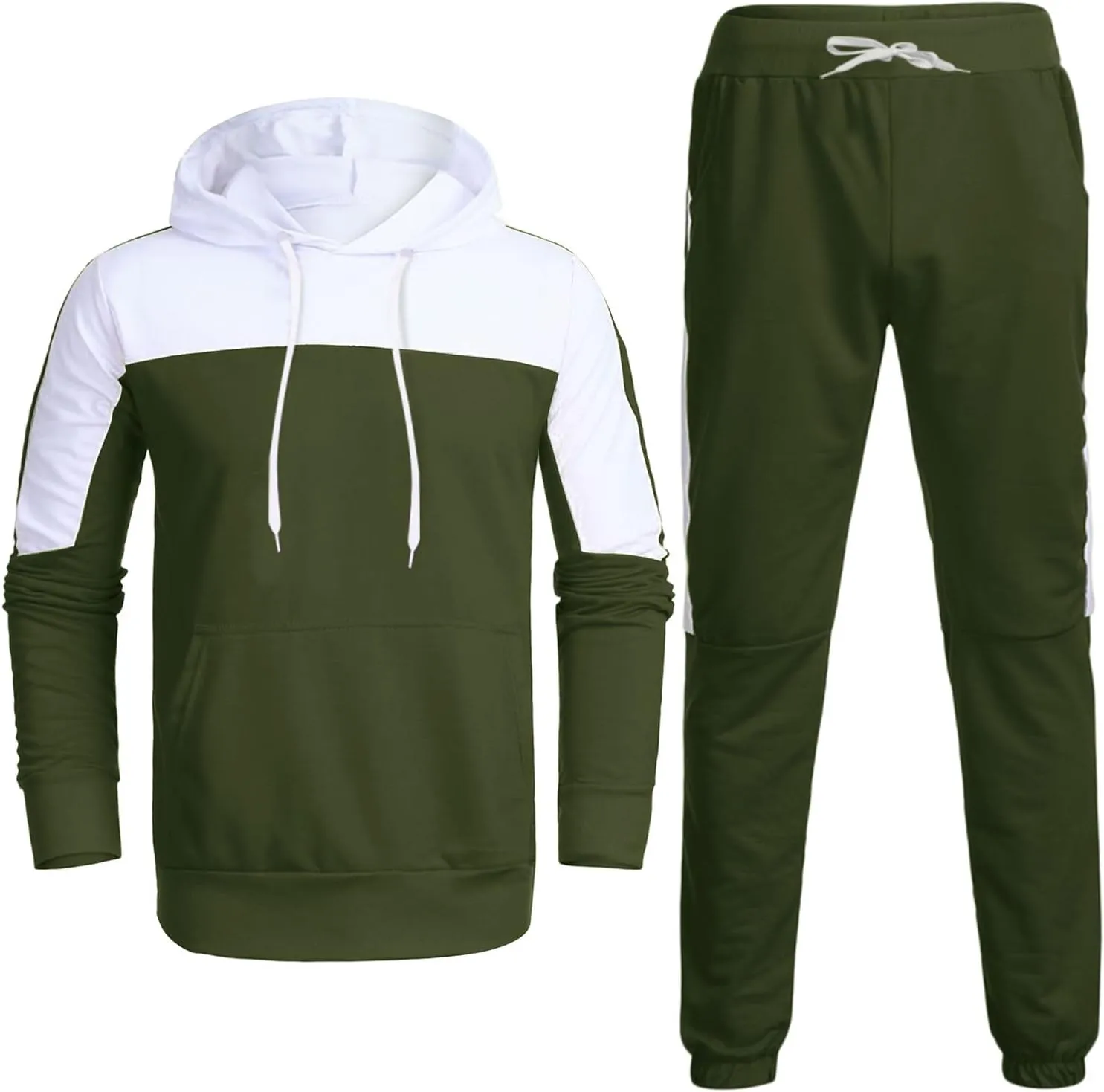 Men's Tracksuits Sets Sets Leisure Solid Color Sweater Pants Sports Suit Drawstring Zip Up Jackets Men Zip Up Hoodie