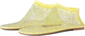 Mesh Ballet Flats Round Toe Shiny Gem Mesh Flats Rhinestone Short Boots Sexy Sandals Cutout Sparkly Comfortable Beach Casual Dress Flats for Women