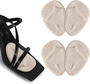 Metatarsal Pads Women, Reusable Ball of Foot Cushions (2 Pairs Beige Gel Shoe Inserts), All Day Pain Relief & Comfort, No Slip Heel Grips Liners Shoe Pads for Loose Shoe, Blisters (One Size)