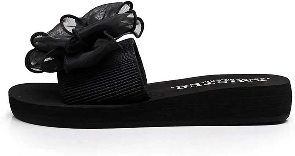 MIOKE Women's Bohemian Bowknot Flat Slide Sandals Fashion Comfort Anti-Slip Platform Summer Beach Sandals