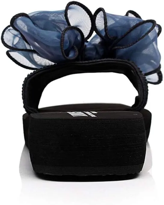 MIOKE Women's Bohemian Bowknot Flat Slide Sandals Fashion Comfort Anti-Slip Platform Summer Beach Sandals
