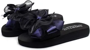 MIOKE Women's Bowknot Flat Platform Slide Sandals Fashion Bohemia Comfort Anti-Slip Summer Beach Sandals