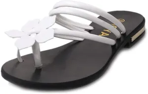 MIOKE Women's Flower Toering Flat Flipflops Sandals Summer Slip On Comfort Strappy Beach Thong Slippers
